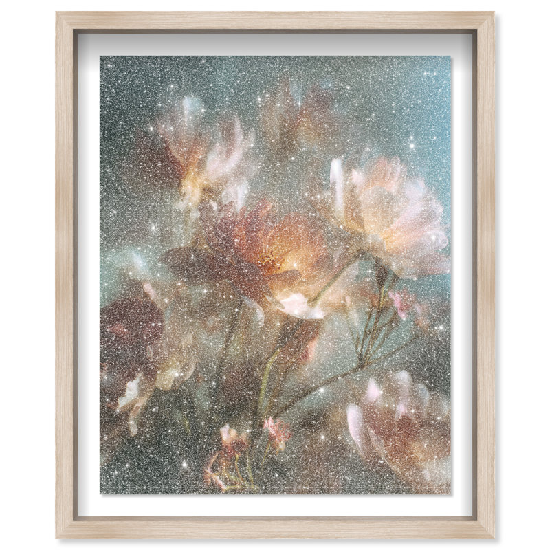 Mystic Meadow Shadowbox Floral & Botanical Print by Oliver Gal, Black Frame, 16 x 20, 21.5"H x 25.5"W, Natural Oak Shadowbox