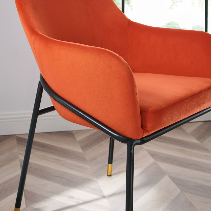 Jovi Performance Velvet Dining Armchair, Orange
