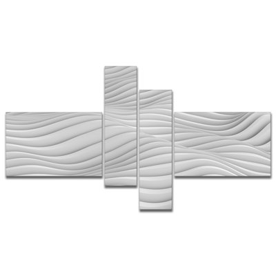 « fractal ondulations white 3d waves », reproduction d’impression à multiples images sur toile