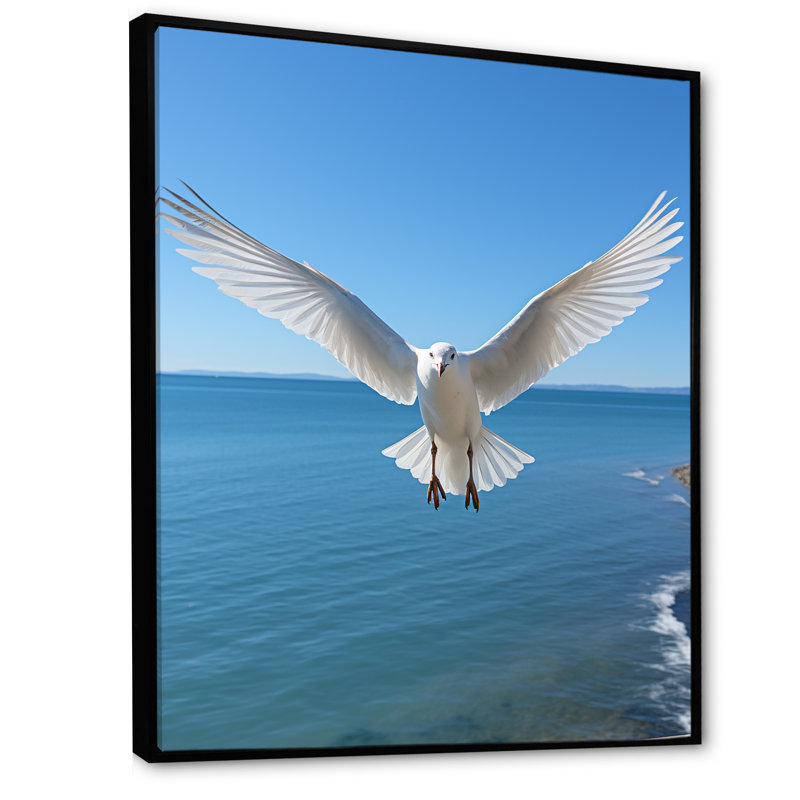 Seagull Costal Horizon I - Nautique et plage, impressions sur toile, H 44 po x l 34 po x P 1,5 po, Cadre flottant noir