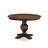 5 Piece Modern Dining Table Set Includes a Round Wooden Table with Pedestal and 4 Light Sable Linen Fabric Upholstered Chairs, Distressed Jacobean-46498629-46498628
