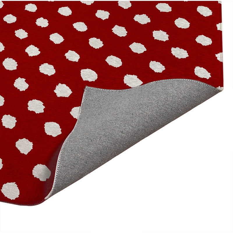 Tapis de cuisine Grunge Dot, Rouge canneberge, Rectangle 5 pi x 7 pi