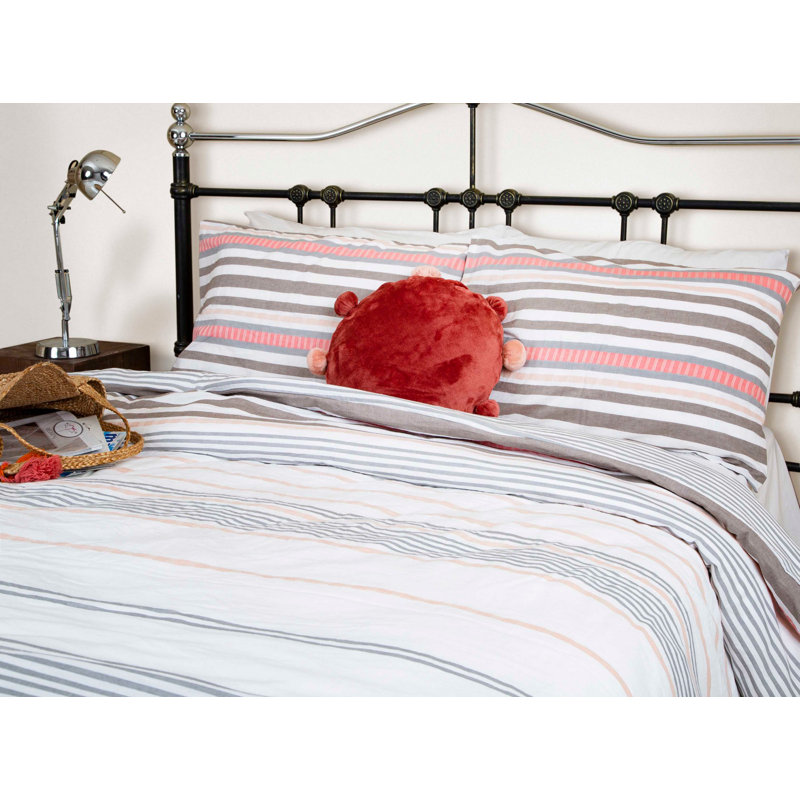 Ensemble de housse de couette 100% coton rose / gris / blanc Cydnie