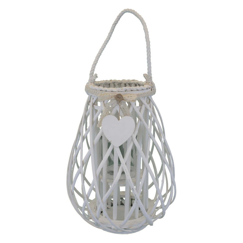 Glass Tabletop Lantern, White, 46" H x 33" W x 33" D