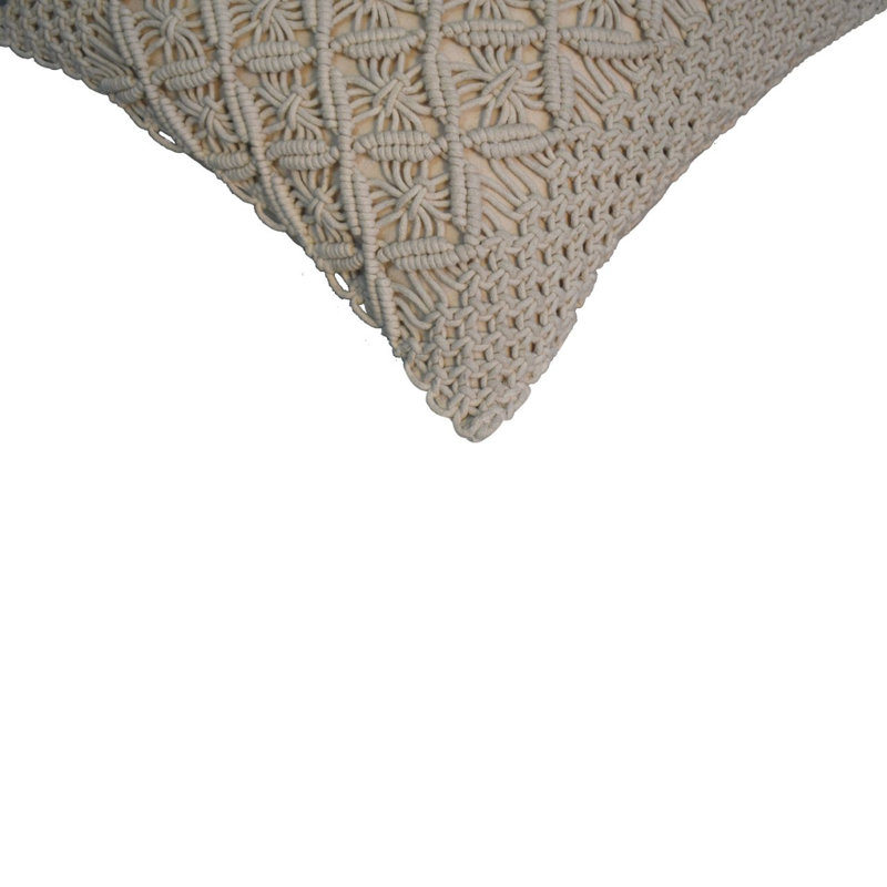 Connorville Geometric Square Throw Cushion, Cream