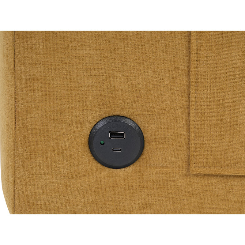 Canapé modulaire en chenille 2 pièces avec ports USB, Chenille jaune
