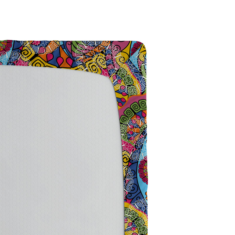 Drap-housse orange Ambesonne, Bleu / rouge / jaune floral, Drap-housse de taille très grand