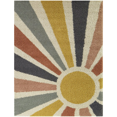 Tapis à poil long arc-en-ciel Deovian Sunshine