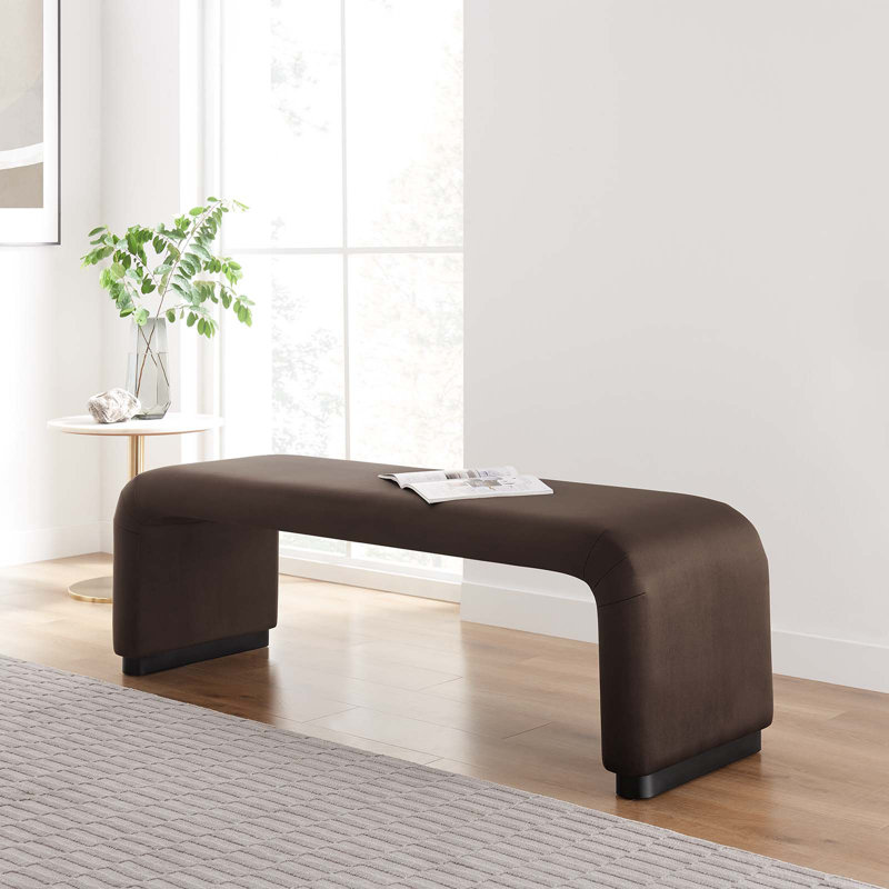 Banc rembourré en velours Koda Modway, Noir, Brun chocolat