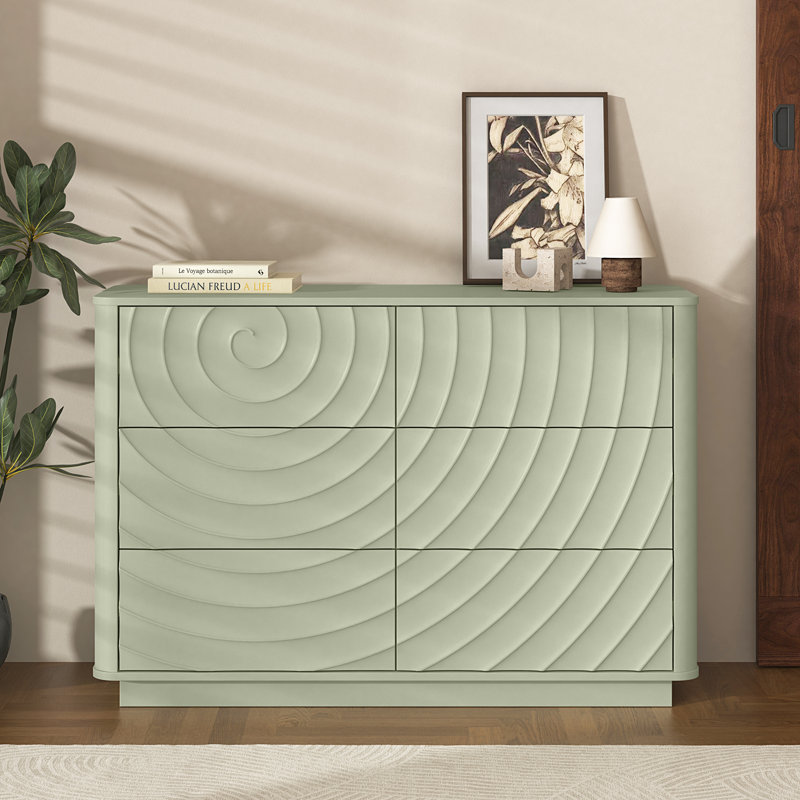 Commode double 6 tiroirs 46,5 "Arianna, Vert