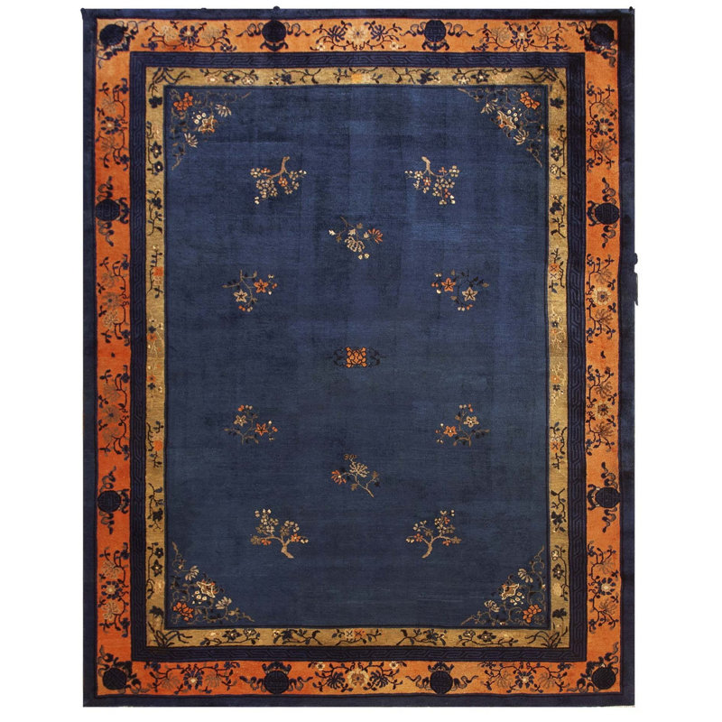 Tapis antique chinois à motif floral des années 1920