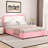 Bed Frame, Upholstered Platform Bed with Curved Headboard, Classic Color-Block Design, Soft Rounded Corners, No Box Spring Required, Easy Assembly-1628075455-1628075441