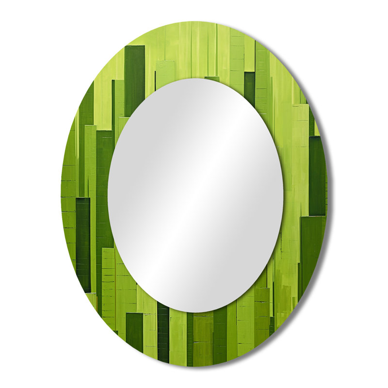 Fern Facades Skyscraper Horizon I - Large Oval Wall Mirror On Metal, 43" H x 33" W