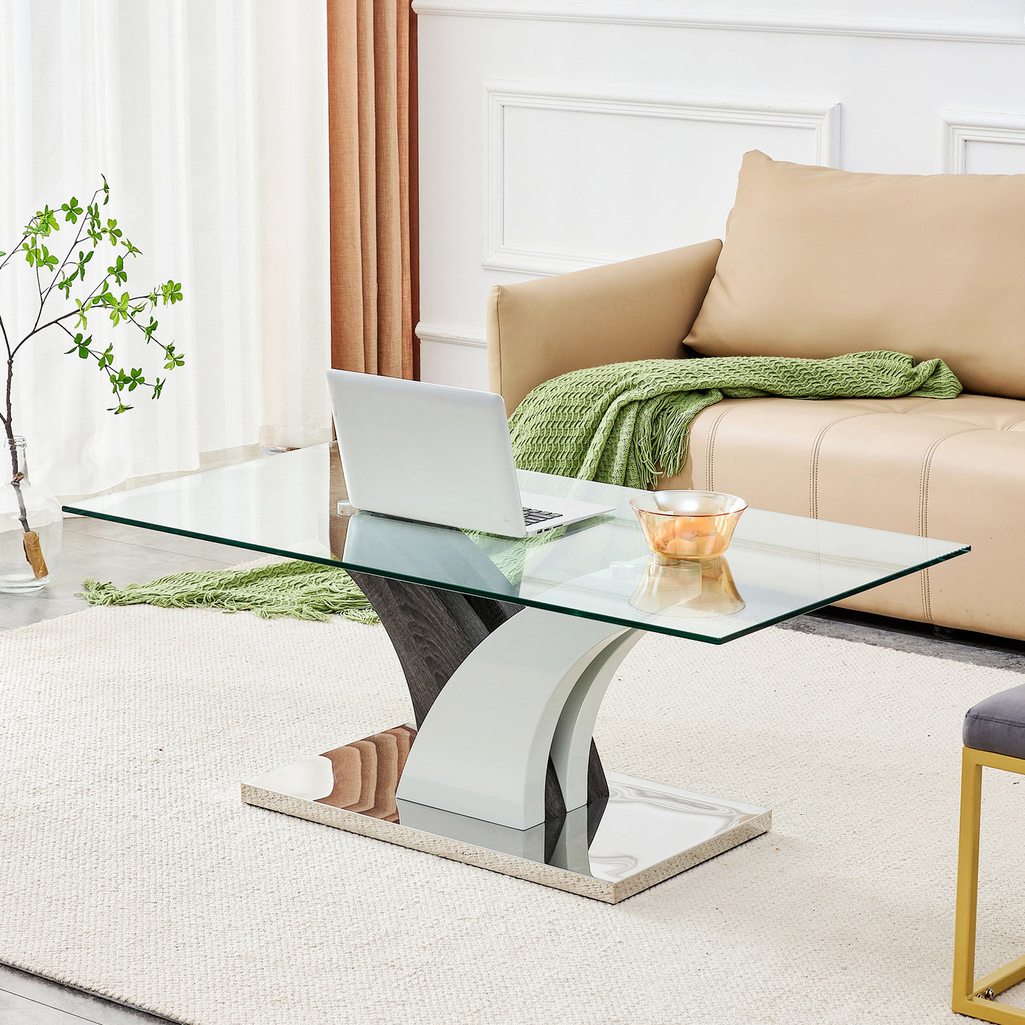 Ivy Bronx Modern dining table,Tea Table.Coffee Table. Tempered glass countertop, and artistic ...
