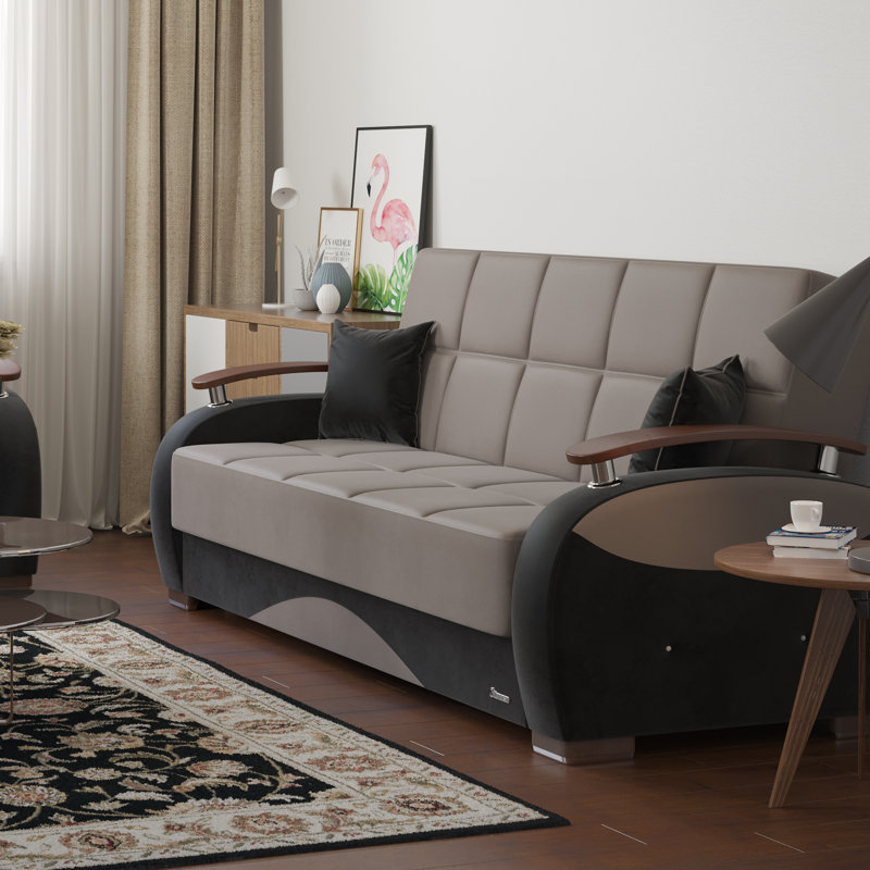 Newsom 83.8 in. Fabric Upholstered 3-Seater Twin 3-in-1 Sleeper Sofa Bed with Storage