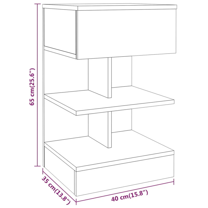 Averley 40cm W Solid Wood Bedside Table, Grey