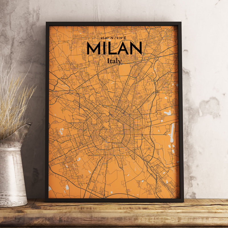 Milan City Map - No Frame Print, 91.4cm H x 61cm W x 0.13cm D