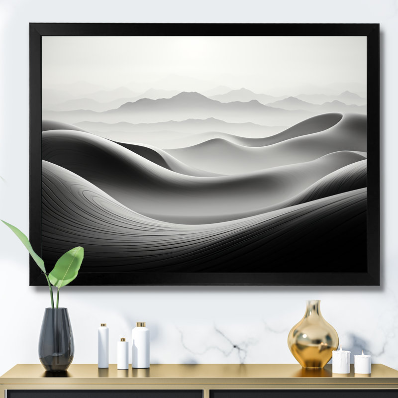 «Black and White Rivers», impression sur toile, H 16 po x l 32 po x P 1 po, Cadre simple noir