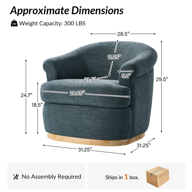 Fauteuil demi-tonneau pivotant Volk 31,25 po Volk, Bleu