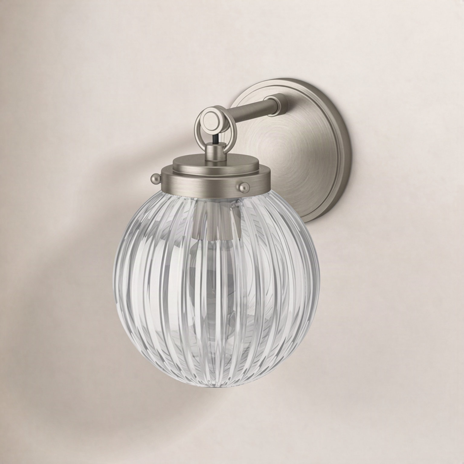 Embra Single Light Flush Mount Sconce, Brushed Nickel