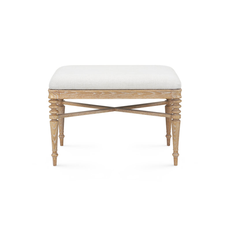 Lawrence Upholstered Accent Stool, Almond