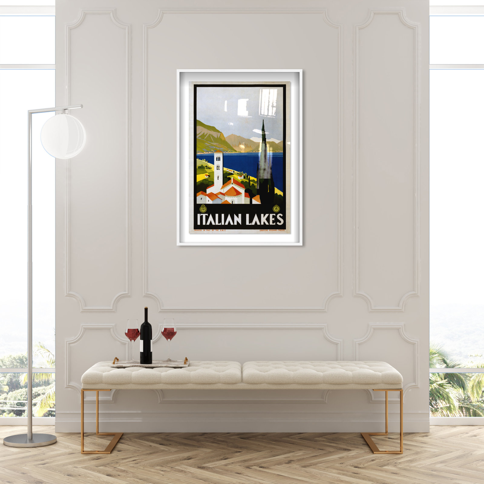 Italy, White Framed, 46" H x 31" W x 2" D