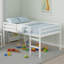 Solid Wood Twin Low Loft Bed with Ladder, Platform Bed with Strengthened Slats for Boys& Girls-552382341-553338269