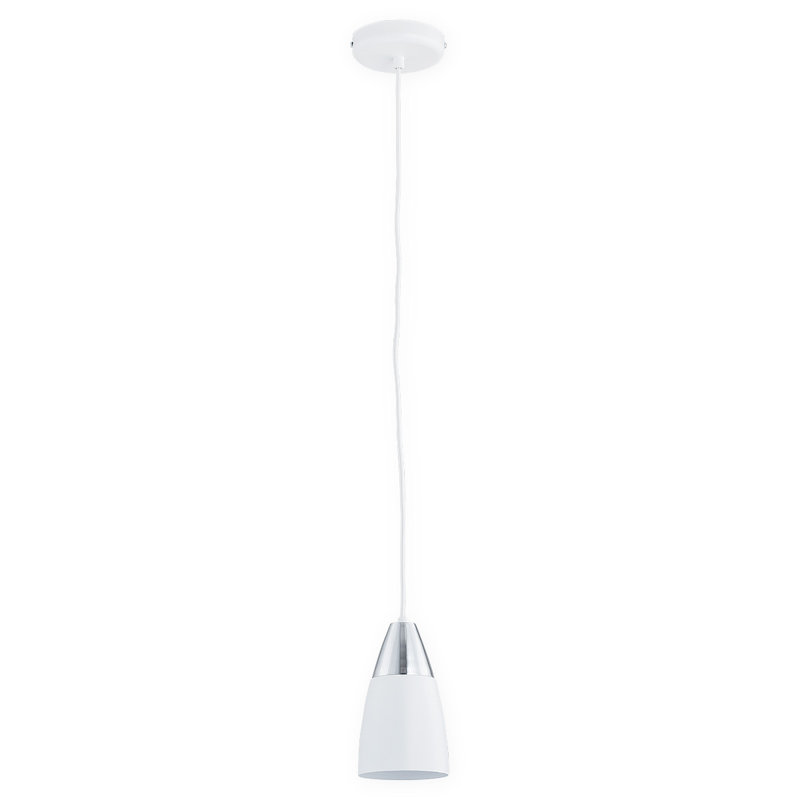 Topping 1 - Light Bell Pendant, Matte White/Chrome