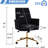 Mid-Back Liftable Office Chair In Black, Ergonomic S-Shaped Design, Striped Corduroy, Golden Base, Memory Foam Cushion, For Elbow And Shoulder Comfort, Exquisite Detail Sewing, 24.99 Depth, 23.49-201093027