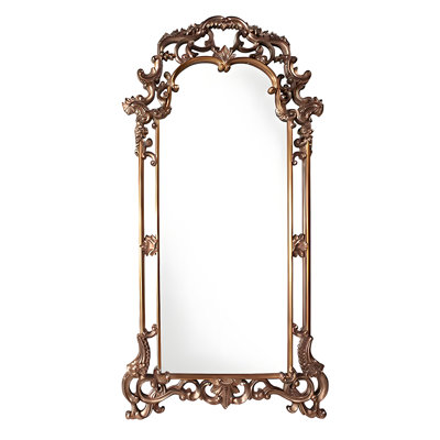 Vintage Carved Full-Length Mirror, Dual-Use Freestanding & Wall-Mounted Dressing Mirror for Villa Closets