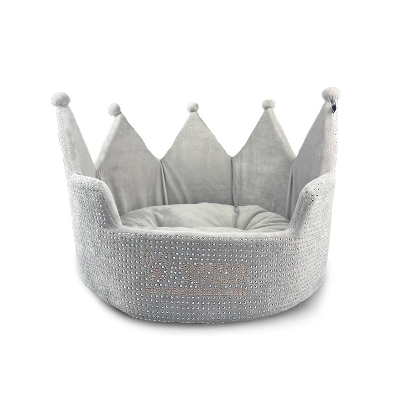  Lit pour chien et chat Crown Bed Micro-Plush Bling Collection - gris
