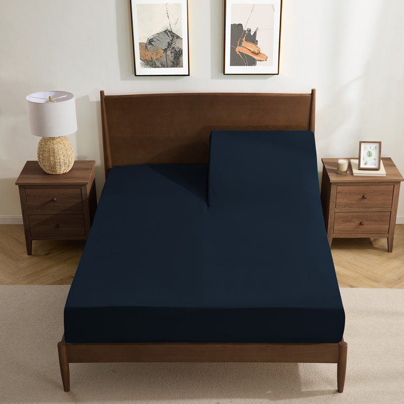 Ensemble de draps luxueux en microfibre 1800, Bleu marine, Très grand séparé