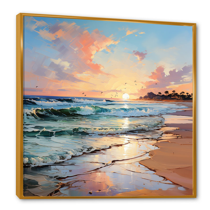 Coastal Harmony Panorama, H 24 po x l 24 po x P 1 po, Cadre flottant doré
