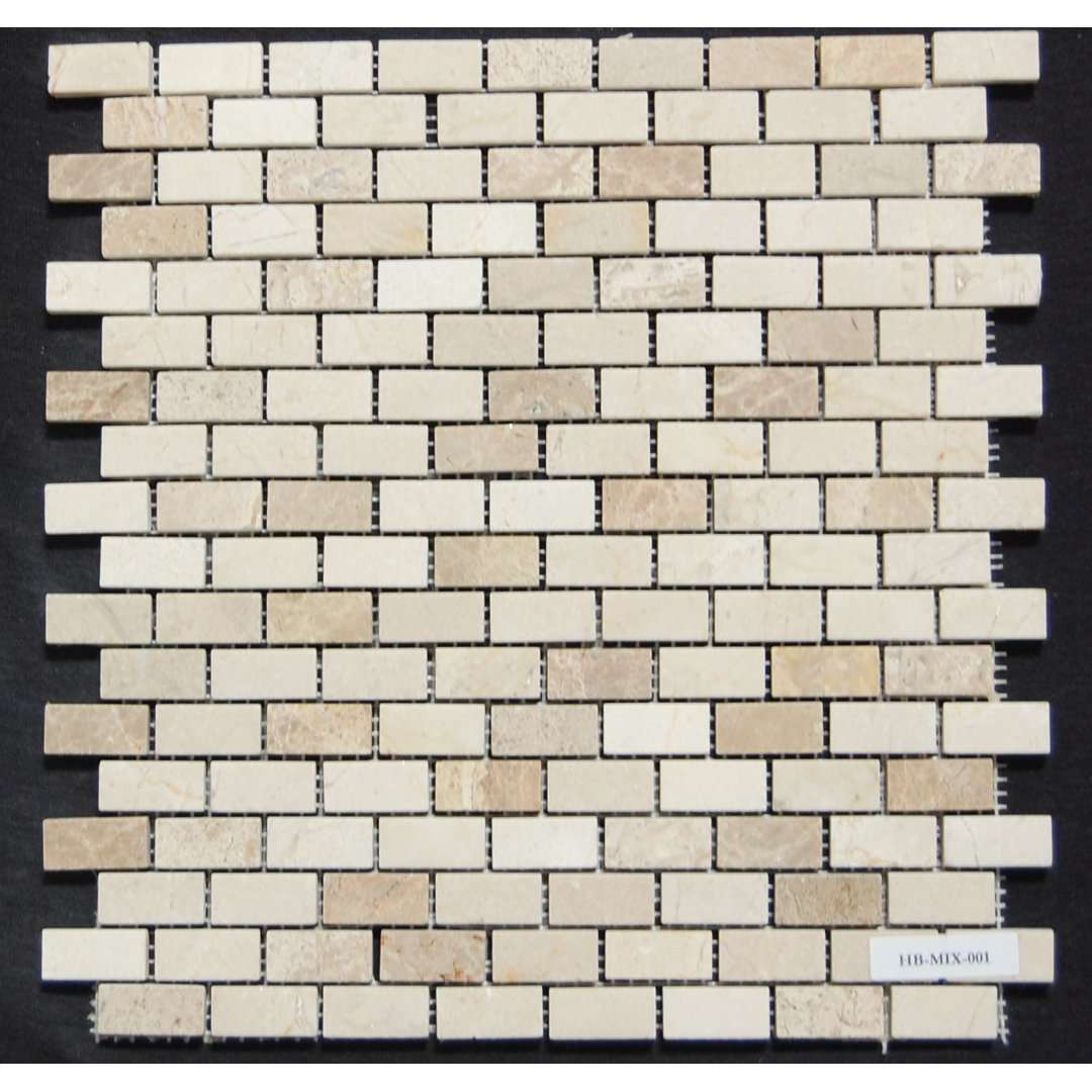 0.6" x 1.25" Marble Brick Joint Mosaic Wall & Floor Tile Bloom Stone 