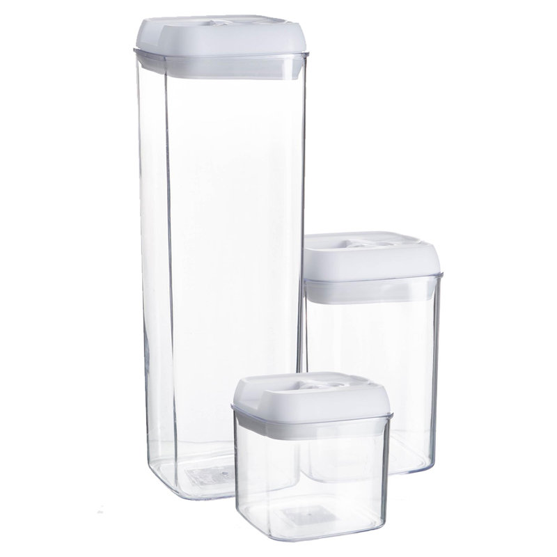 Argon Tableware - Flip Lock Food Storage Containers (3 Sizes), White