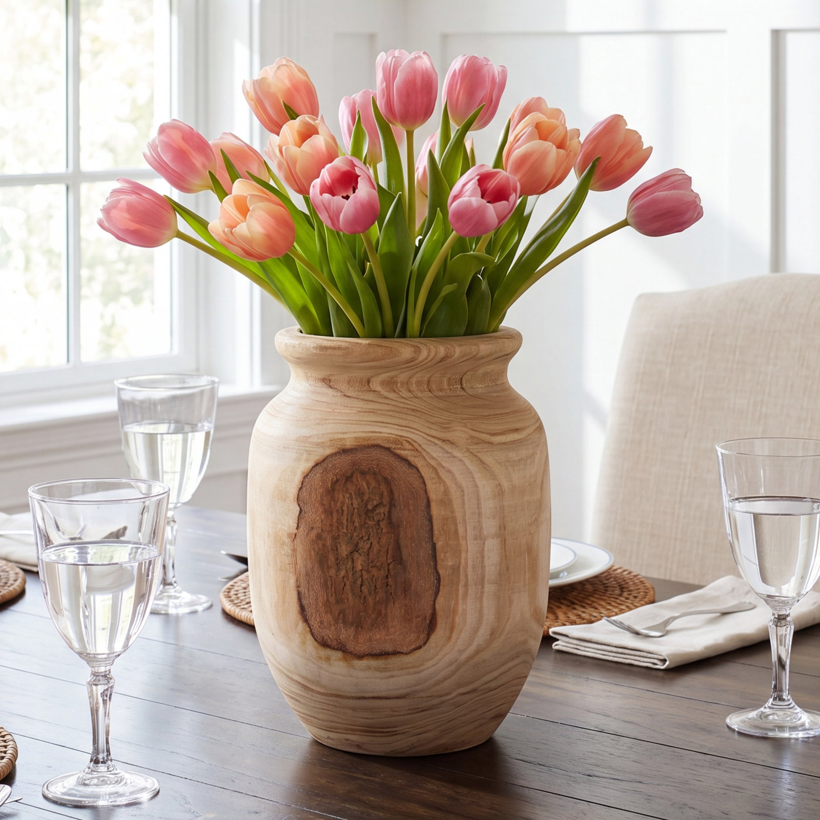 22'' Handmade Wood Table Vase
