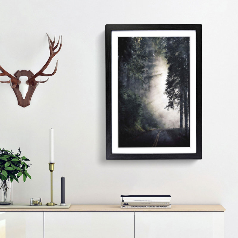 Forest Light - Picture Frame Painting Print, Black Framed, 63cm H x 45cm W x 2cm D
