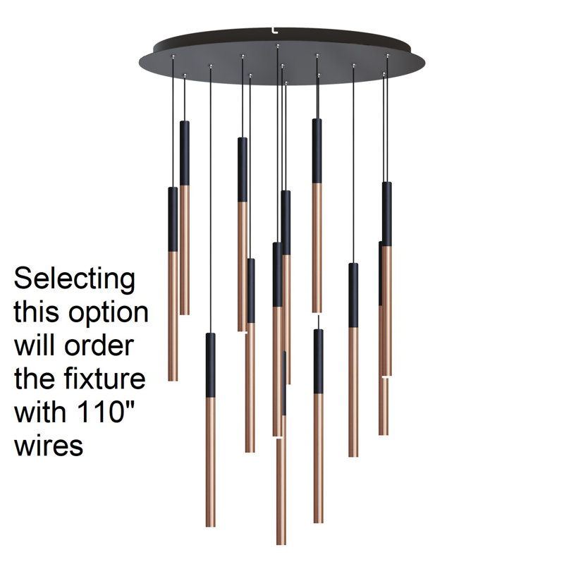 Tynan 13 - Light LED Cluster Pendant, 110", Black Copper