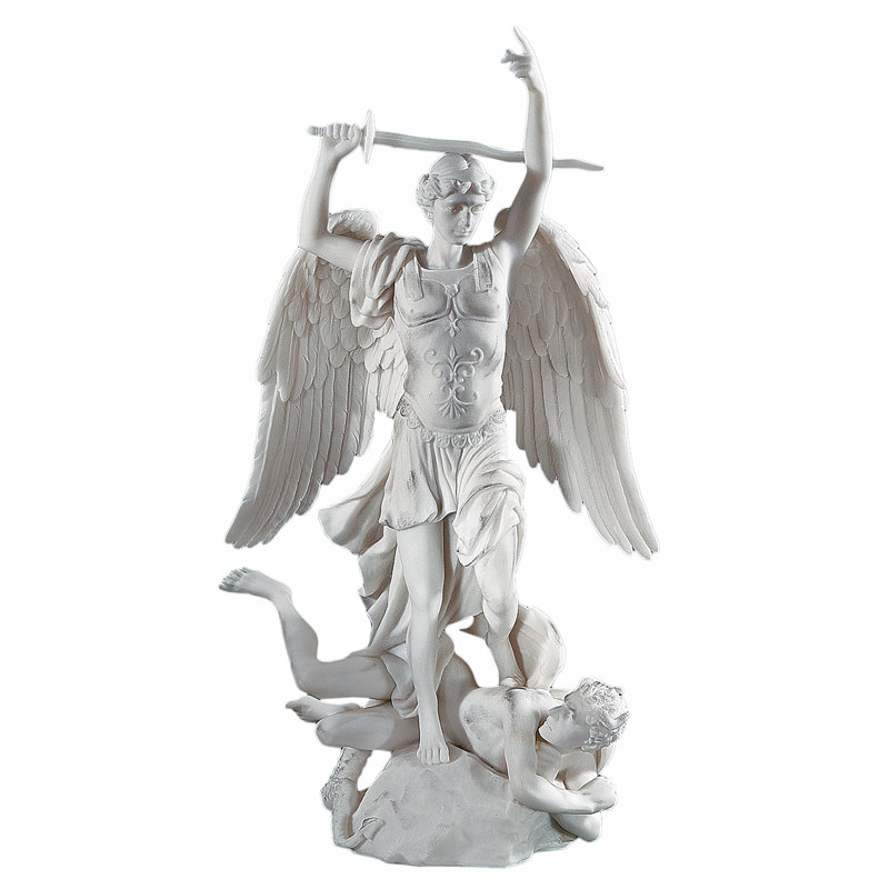 Statue d'angle en marbre L'Archange Saint Michel (1860)