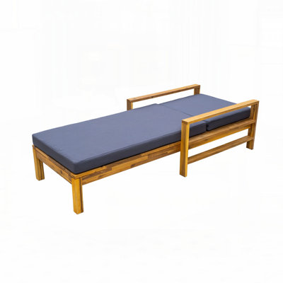 Chaise longue d'extérieur à dossier réglable en bois d'acacia