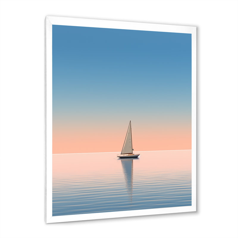 «Coastal Calm Pink Voilier», photo sur toile, H 40 po x l 30 po x P 1,5 po, Cadre photo blanc