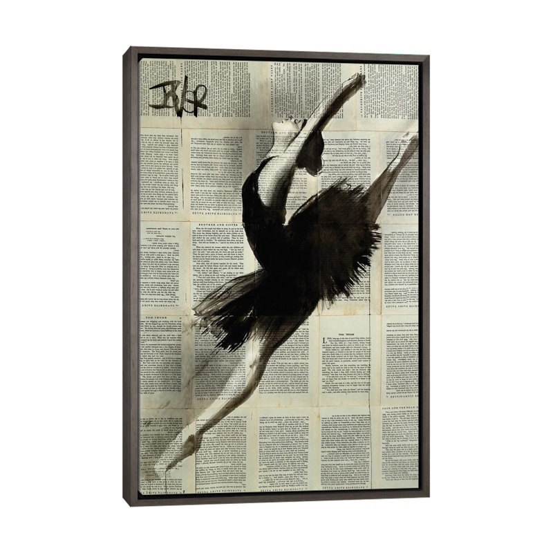 "In Flight" par Loui Jover-impression d’art graphique, H 26 po x l 18 po x 1,5 po, Toile avec cadre gris, Pas de tapis