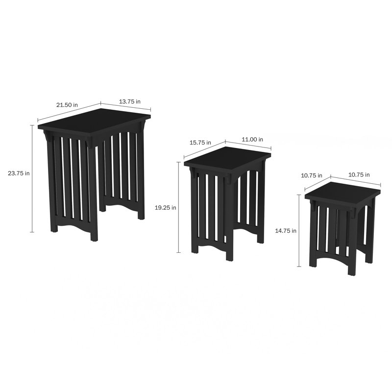 Halloran Nesting Tables- 3 Piece Traditional with Mission Style Legs for Living Room Coffee Tables or Nightstands-Home Accent Furniture