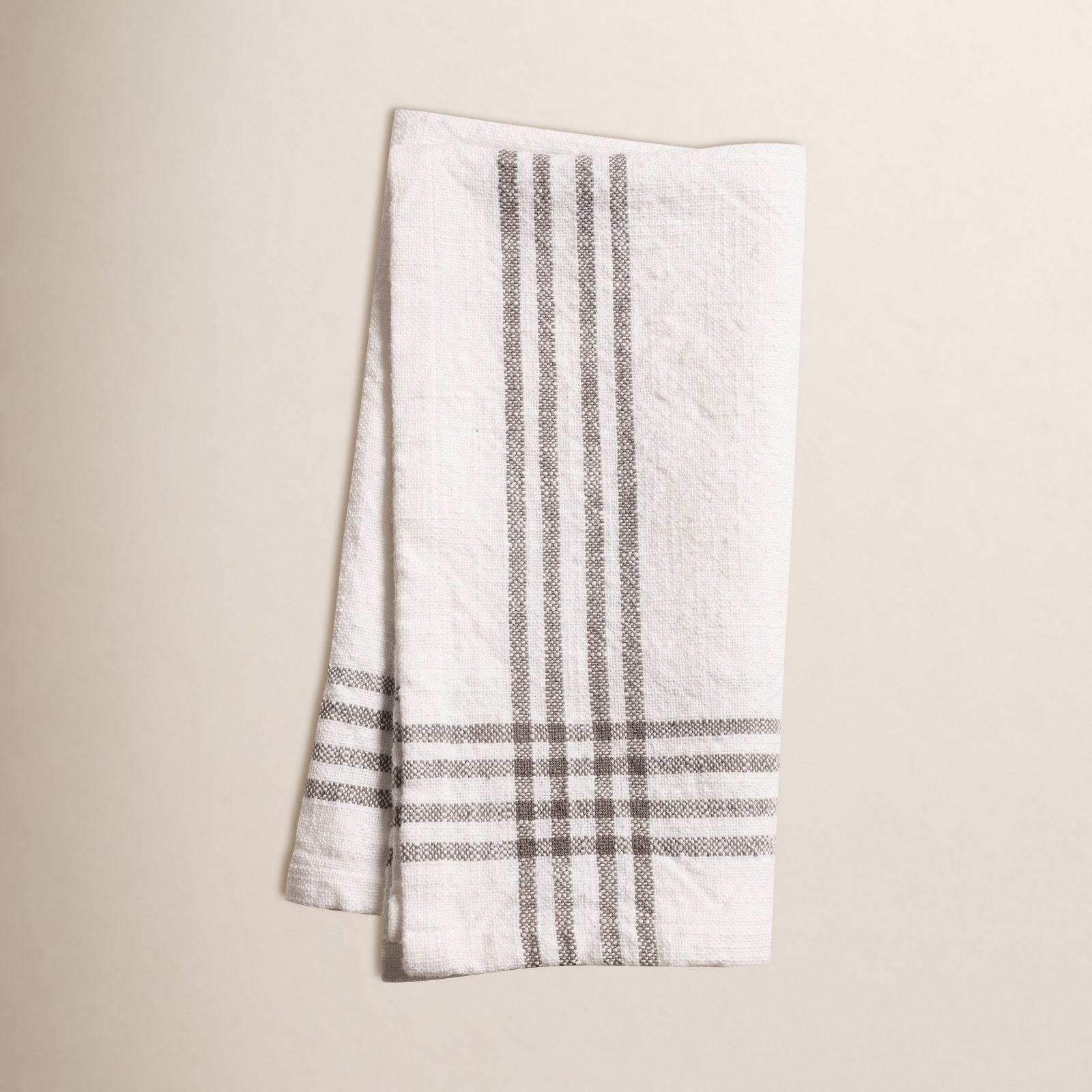 Panna Cotton Striped Square Napkin, Pewter
