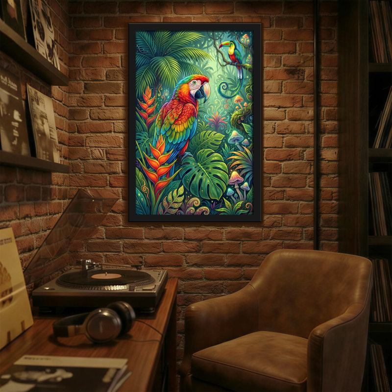 Animaux, impression sur toile, perroquet tropical, H 18 po x l 12 po