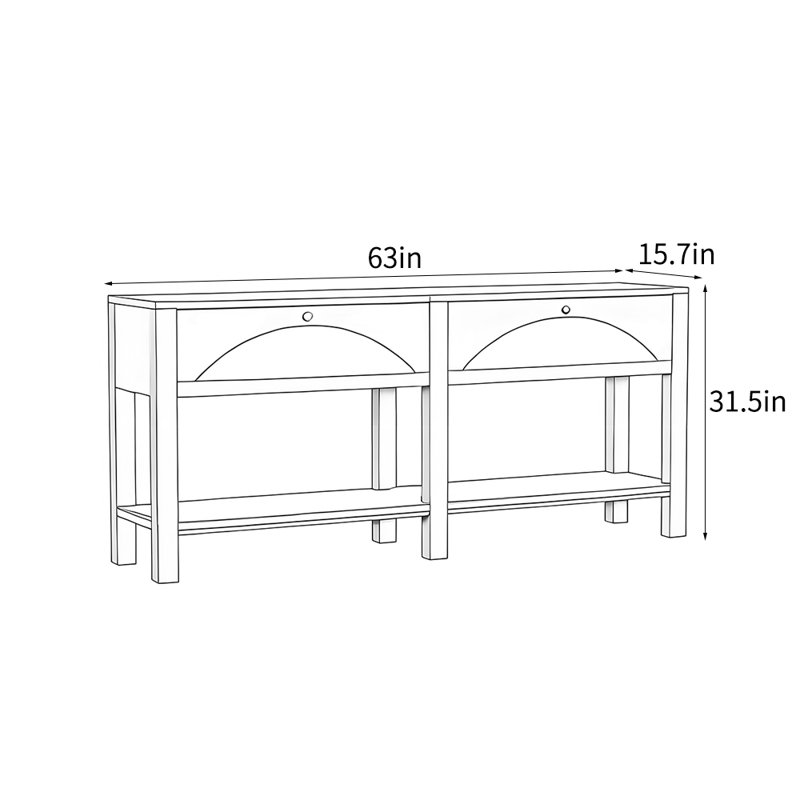 Console nordique moderne simple, H 31,5 po x l 63 po x P 15,7 po