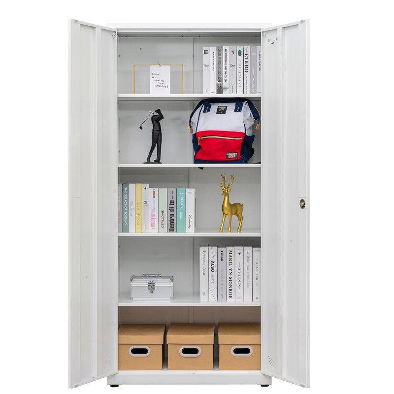 Armoires de rangement à verrou 69 po, armoire de rangement en acier avec 2 portes et 4 tablettes réglables, classeur en métal pour la maison, le bureau et le garage