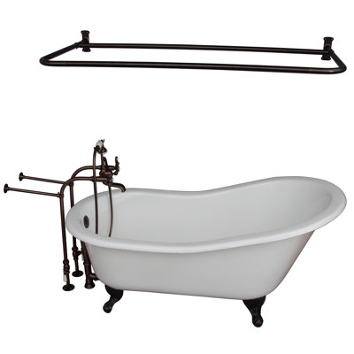 Griffin 61.25'' x 30.5'' Soaking Cast Iron Bathtub with Faucet