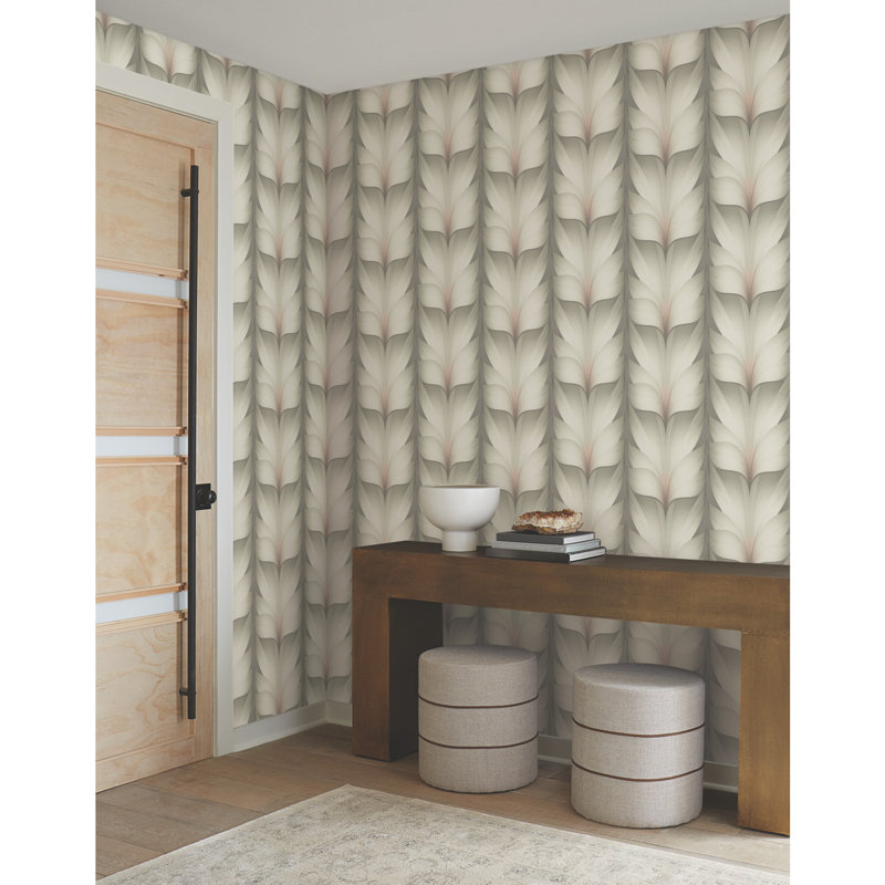 Lotus Light Stripe Geometric Wallpaper Roll, Taupe/Blush