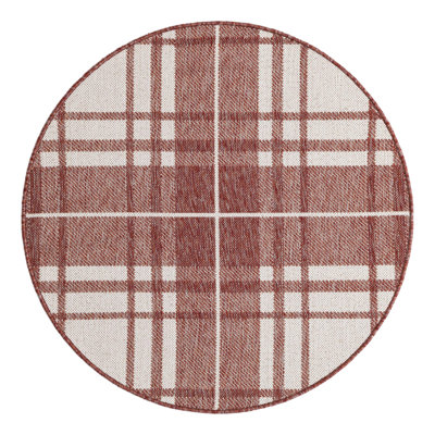 Tereon Plaid Machine Made Power Loom Polypropylene Plastic Indoor/Outdoor Area Rug in Red/White